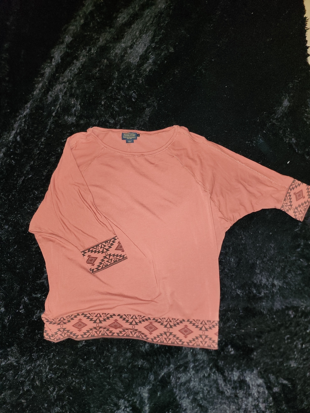 Pendleton Coral Dolman Tunic with Aztec Border